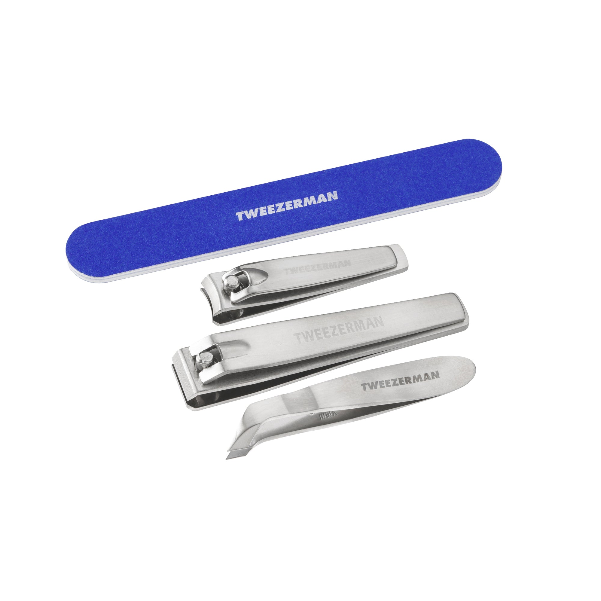 Blue nail file with stainless steel nail clipper, toenail clipper, and mini cuticle nipper Grooming Gift Set