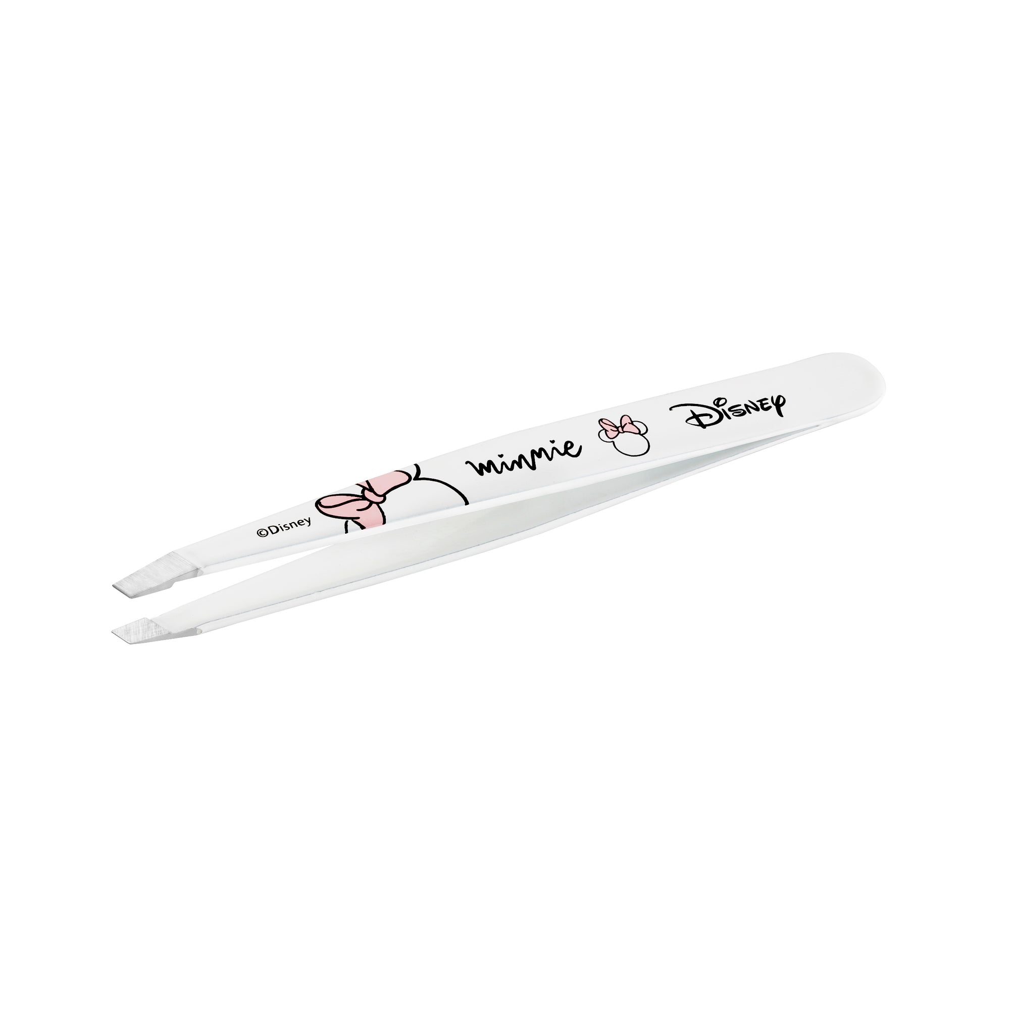 Minnie Mouse White Slant Tweezer with Stainless Steel Tips