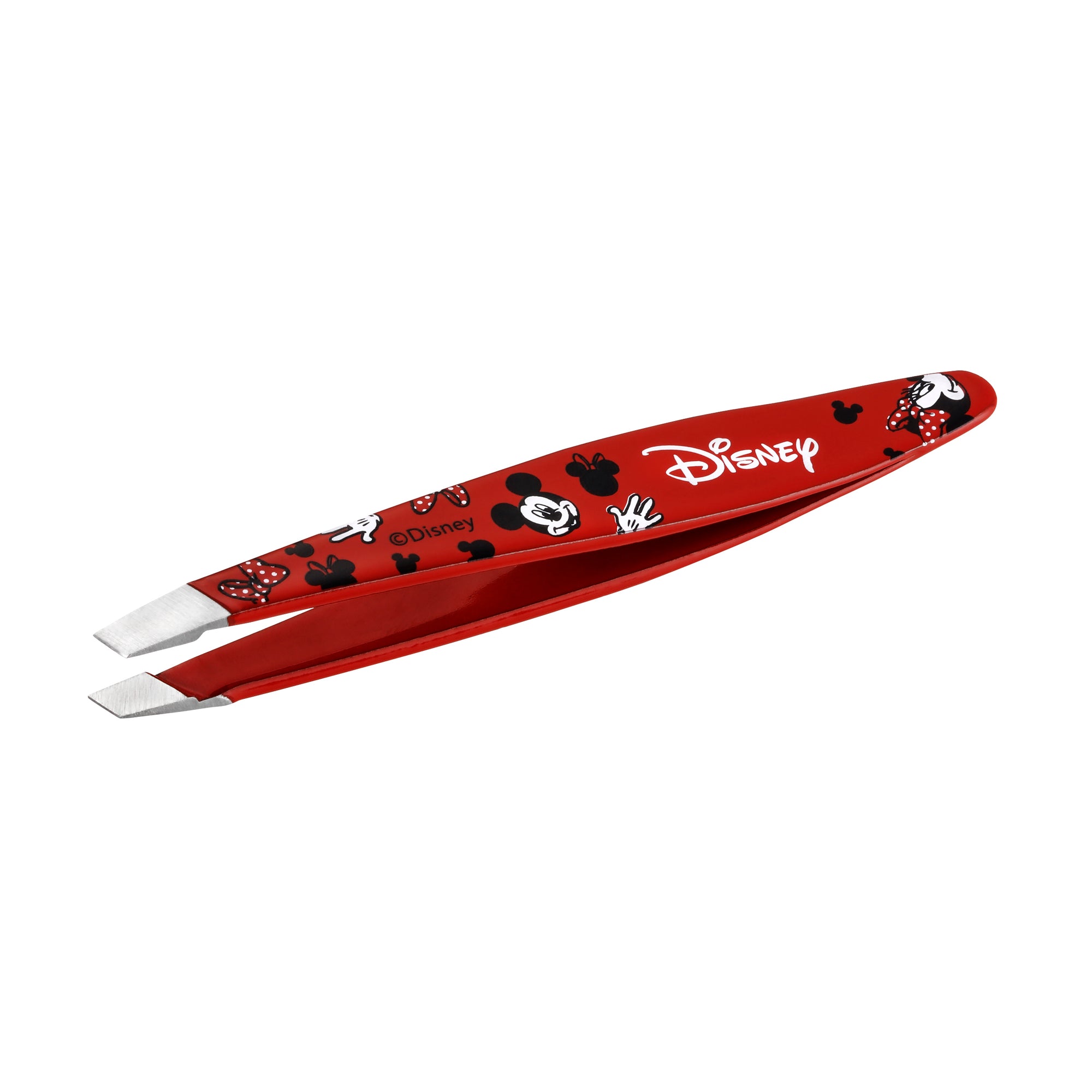Red Mickey Mouse and Minnie Mouse Mini Slant Tweezer with Stainless Steel Tips